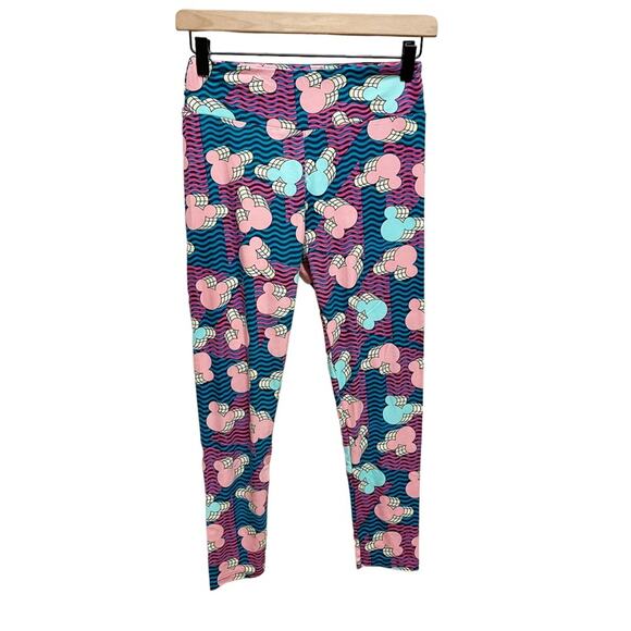 LuLaRoe Disney Mickey Retro Multicolor Buttery Soft Leggings One Size - Picture 1 of 4